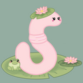 Frog Worm Sticker